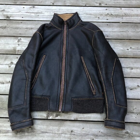 Vintage Hugo Boss Shearling Leather Jacket - Picture 1 of 12
